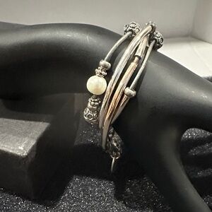 Lizzi James Silver Multi- Strand Pearl Accent Women's Bracelet